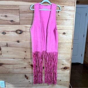 Crazy Train Hot Pink Cowgirl Fringed Vest with Grommet Details